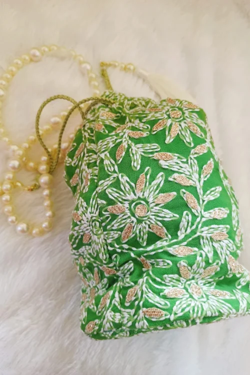 Lucknowi Chikankari Potli Pouch