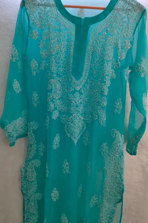 LC hand embroidered Georgette lucknowi chikankari Long kurti